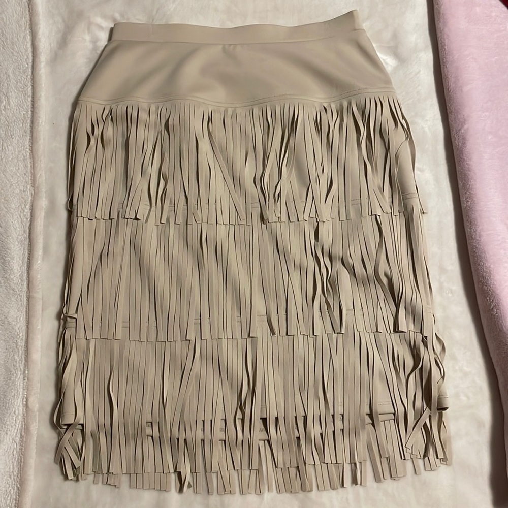 Chico's Tan Fringe Pencil Skirt
